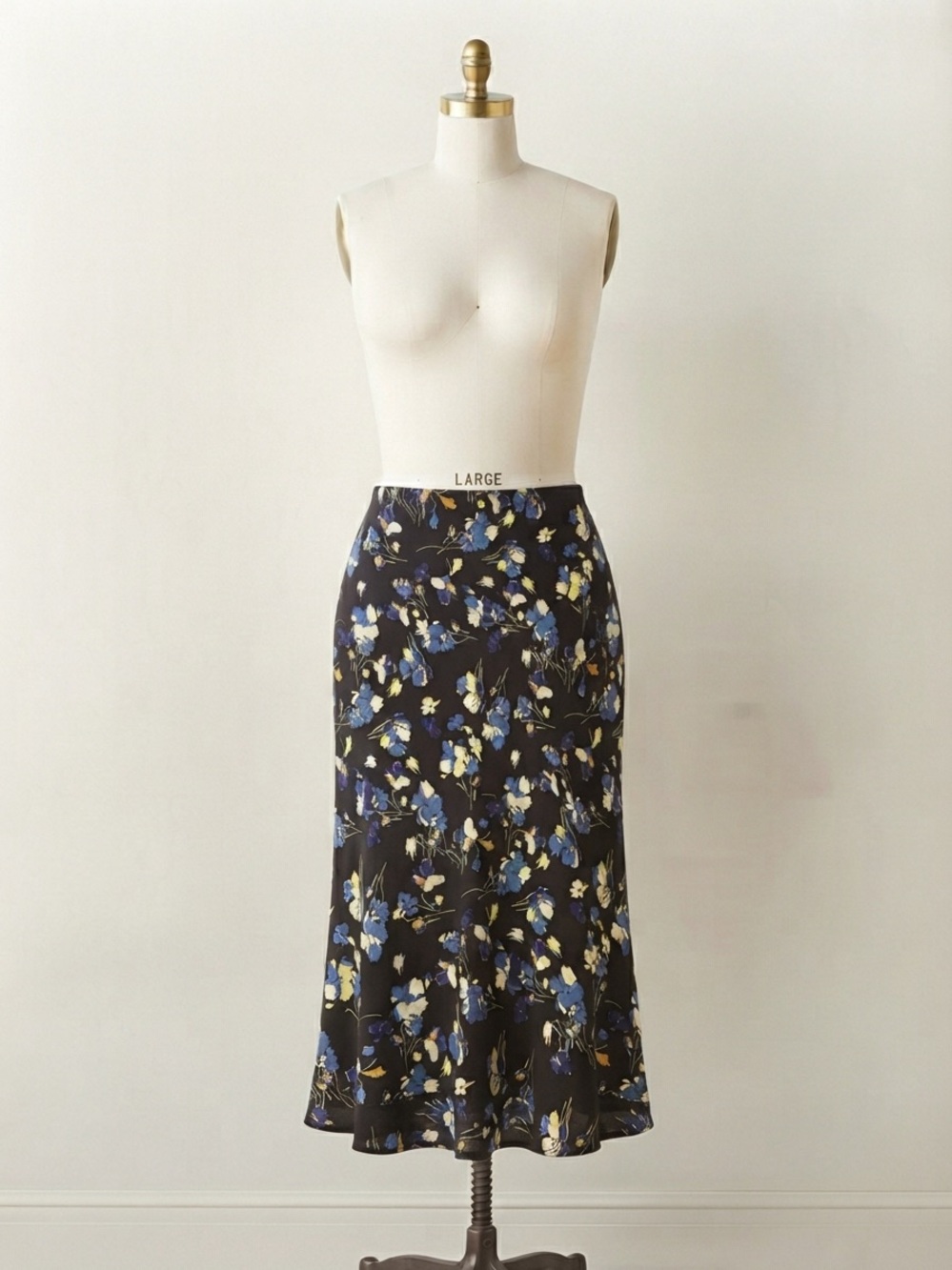 Halogen Navy Floral Midi Skirt